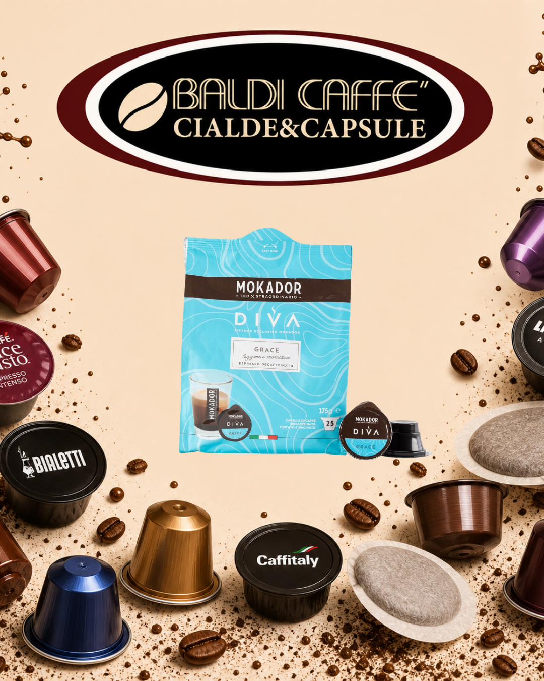 25 CAPSULE MOKADOR DIVA DECAFFEINATO